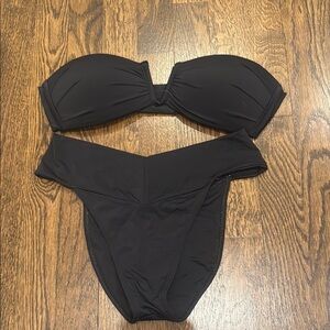 Classic Black Textured Bandeau Bikini